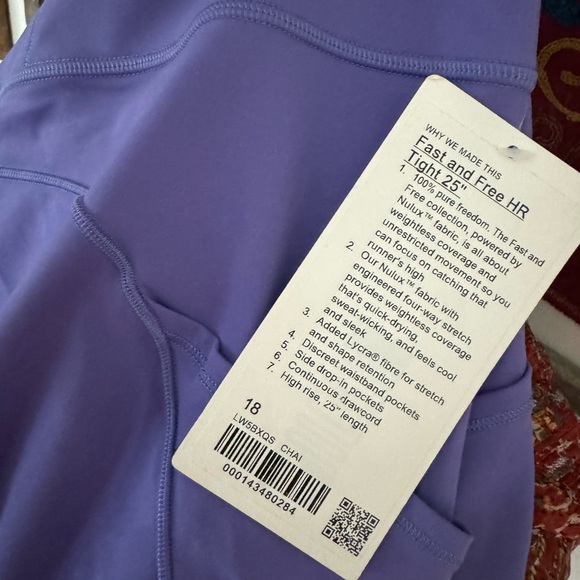 Lululemon Fast and Free High-Rise Tight 25" Wild Indigo Womens Size 18 -NWT - Picture 5 of 7